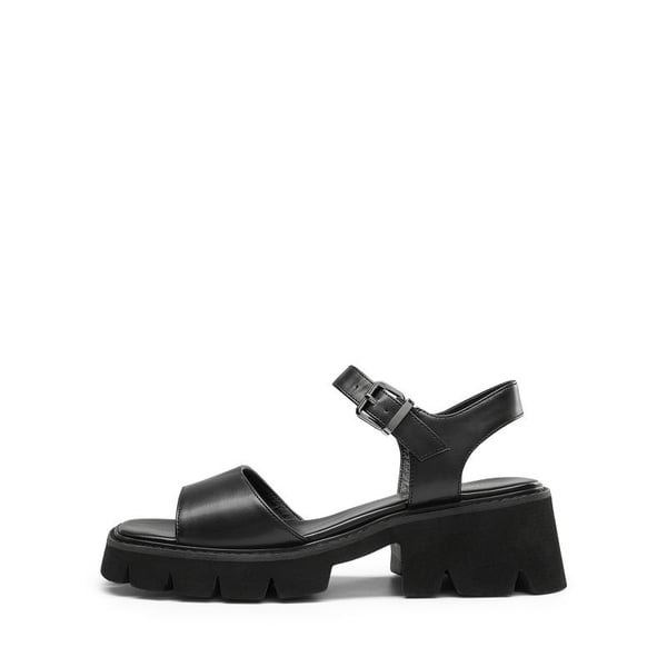  Platform Ankle Strap Chunky Heel Sandals  - BLACK - 2